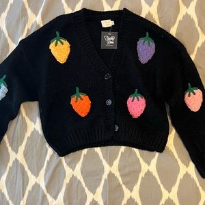 NWT Cropped Strawberry Cardigan
